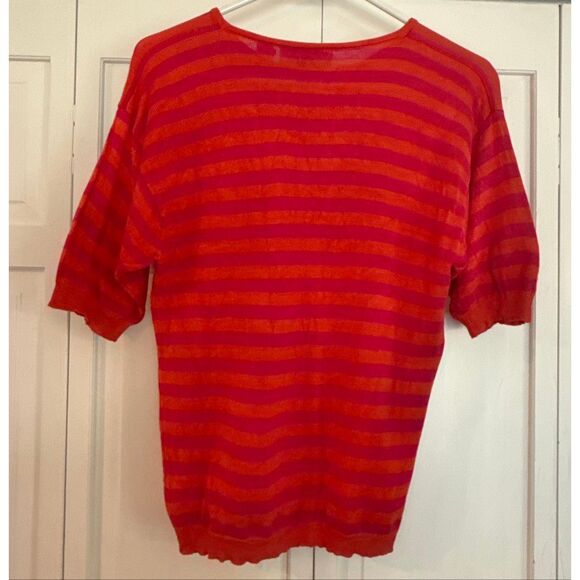 Vintage Talbots 100% silk pink and orange stripe sweater blouse small - Picture 8 of 8